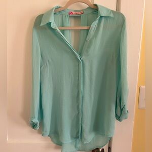 Light blue business casual blouse